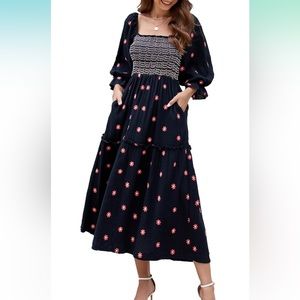 Black floral midi dress!